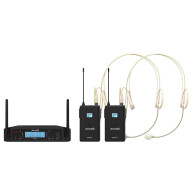 Sistema 2 micrófonos inalámbricos de diadema UHF. Audibax AWM 203